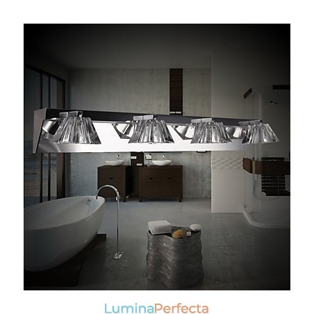 Aplică modernă de perete cu abajur din sticlă 4 lumini față de oglindă Aplică modernă de perete cu abajur din sticlă 4 lumini față de oglindă