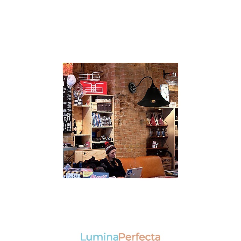 Lampă de perete Designer Duds Loft Style Ancient Black Iron Cap