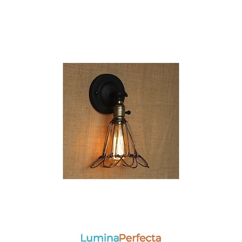 Gard în stil industrial american, plasă de fier, aplice decorativă de perete din bronz