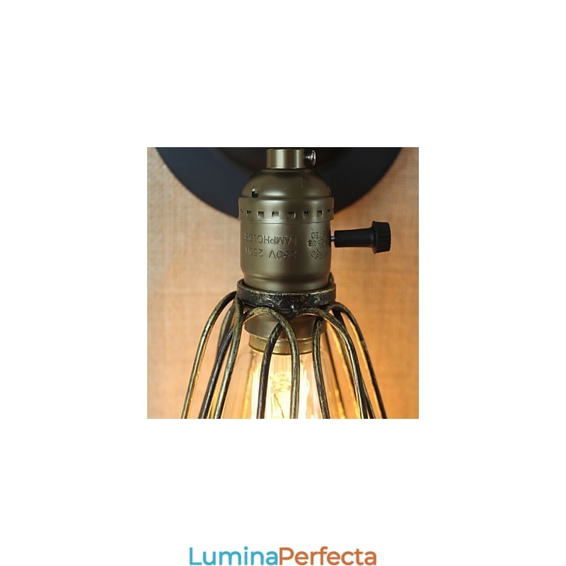 Gard în stil industrial american, plasă de fier, aplice decorativă de perete din bronz