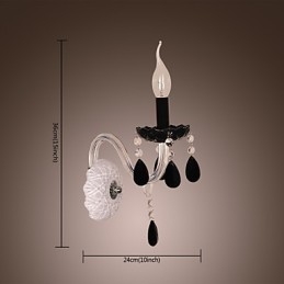 Aplica de perete din cristal negru cu bec lumanare