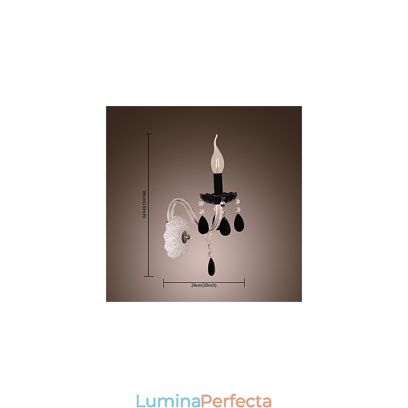 Aplica de perete din cristal negru cu bec lumanare