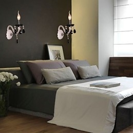 Aplica de perete din cristal negru cu bec lumanare