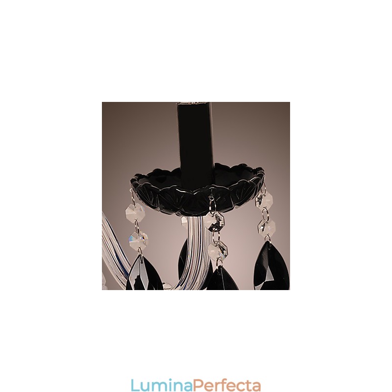 Aplica de perete din cristal negru cu bec lumanare