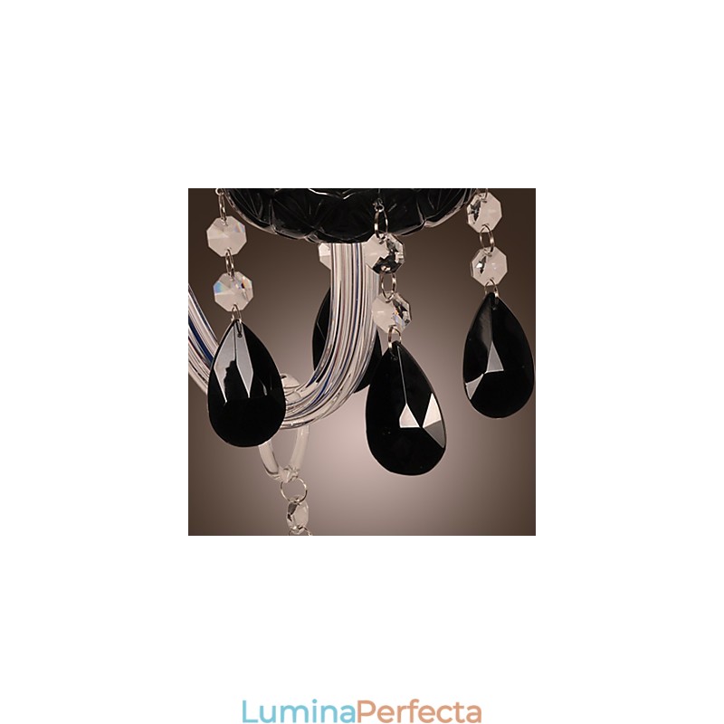 Aplica de perete din cristal negru cu bec lumanare
