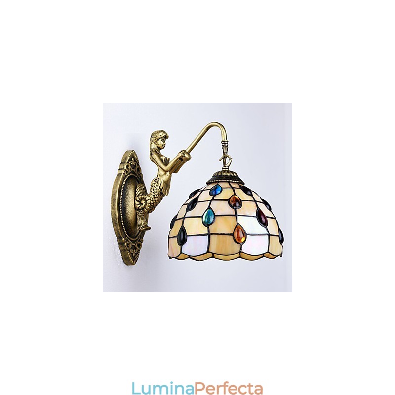 European Mediteranean Contractat Rural Creativ Fier forjat Lampă de perete Lumini din sticlă