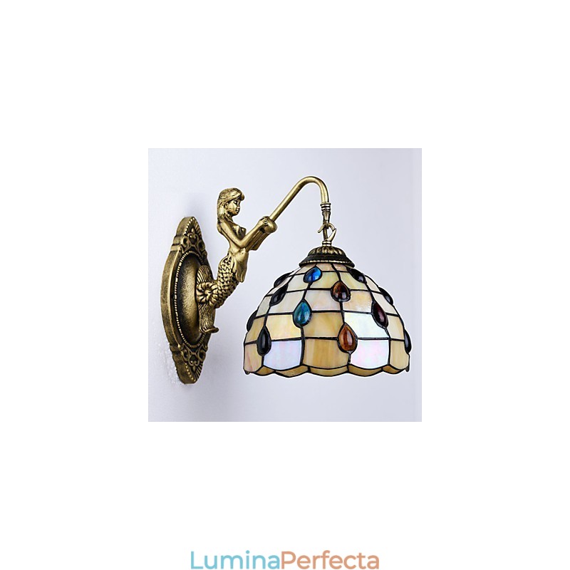 European Mediteranean Contractat Rural Creativ Fier forjat Lampă de perete Lumini din sticlă