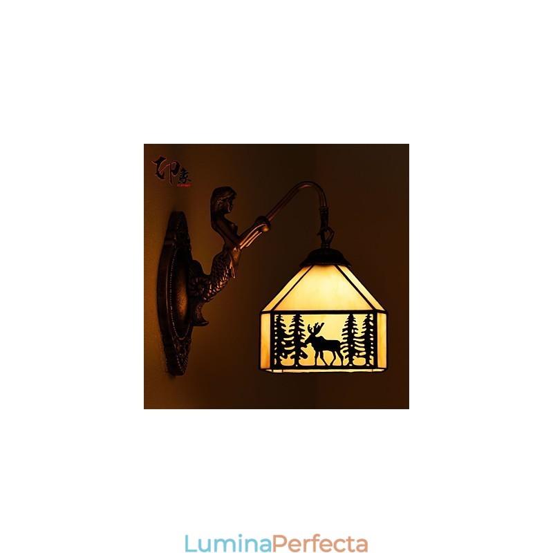 Căprior de Crăciun Contractat European Rural Creativ Fier Forjat Lampă de Perete Lumini de Sticlă