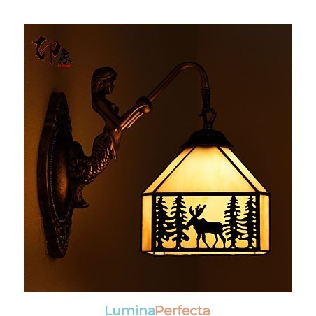 Căprior de Crăciun Contractat European Rural Creativ Fier Forjat Lampă de Perete Lumini de Sticlă Căprior de Crăciun Contractat European Rural Creativ Fier Forjat Lampă de Perete Lumini de Sticlă
