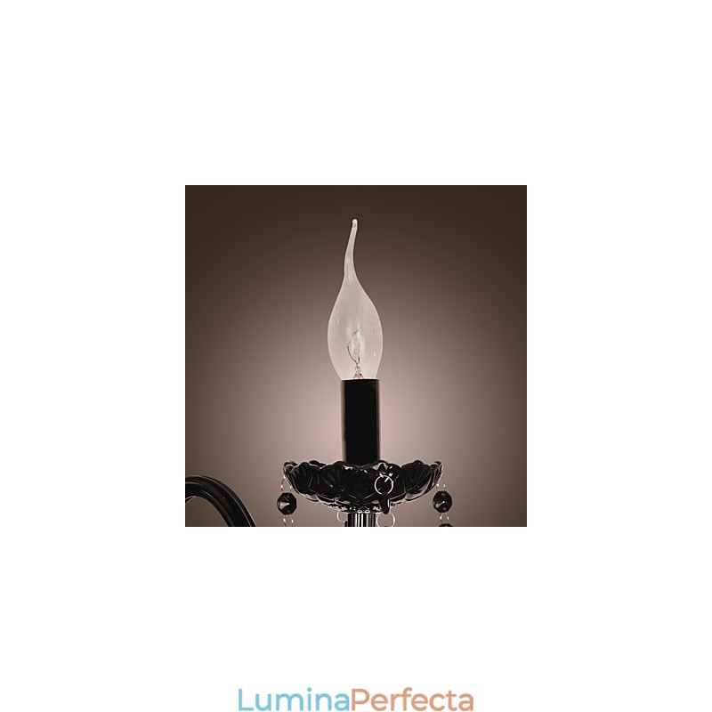 Aplica de perete din cristal negru cu bec lumanare