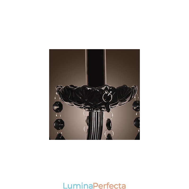 Aplica de perete din cristal negru cu bec lumanare