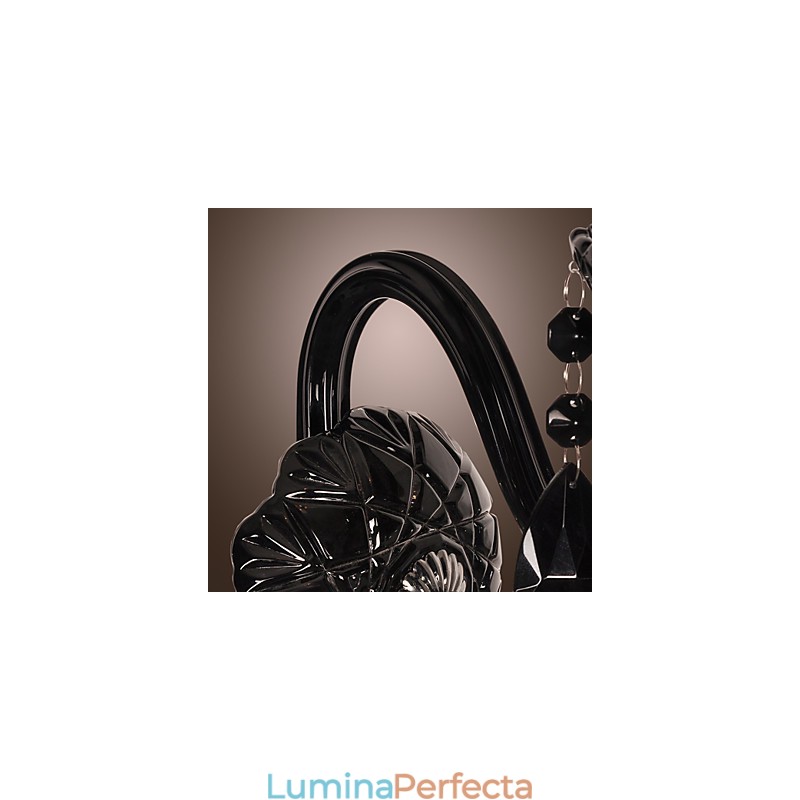 Aplica de perete din cristal negru cu bec lumanare