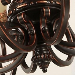Candelabru Pandantiv 6 Lumini Abajur Jos Vintage Country Metal+Sticlă