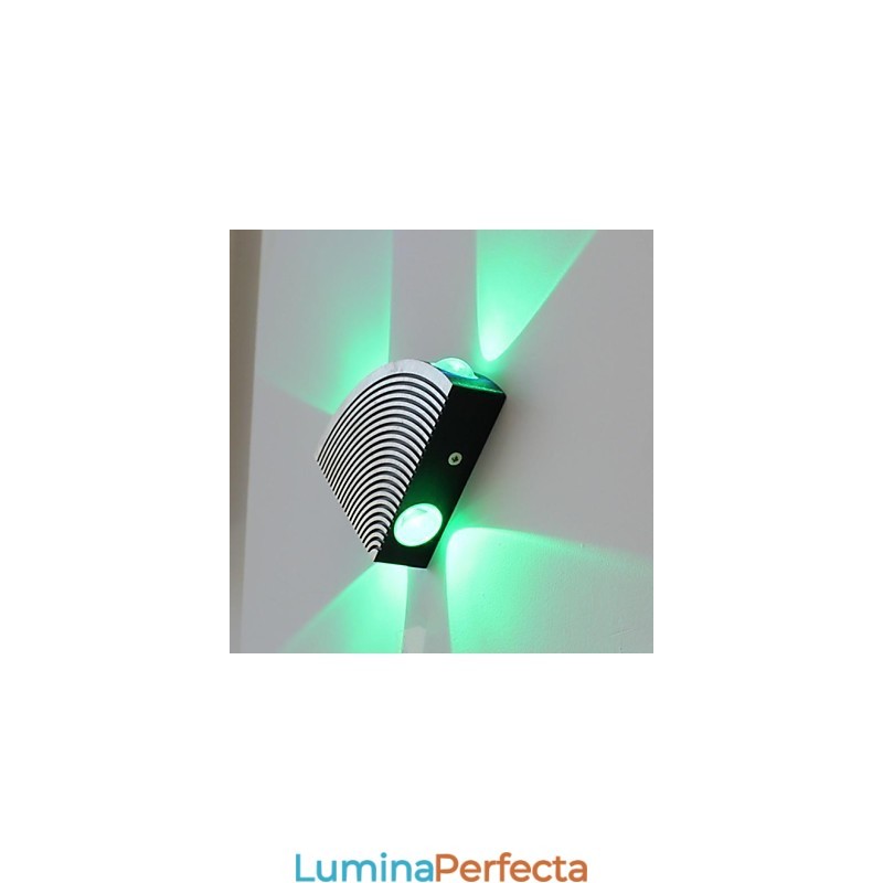 Lampă de perete ventilator cu patru lumini verde aluminiu acrilic