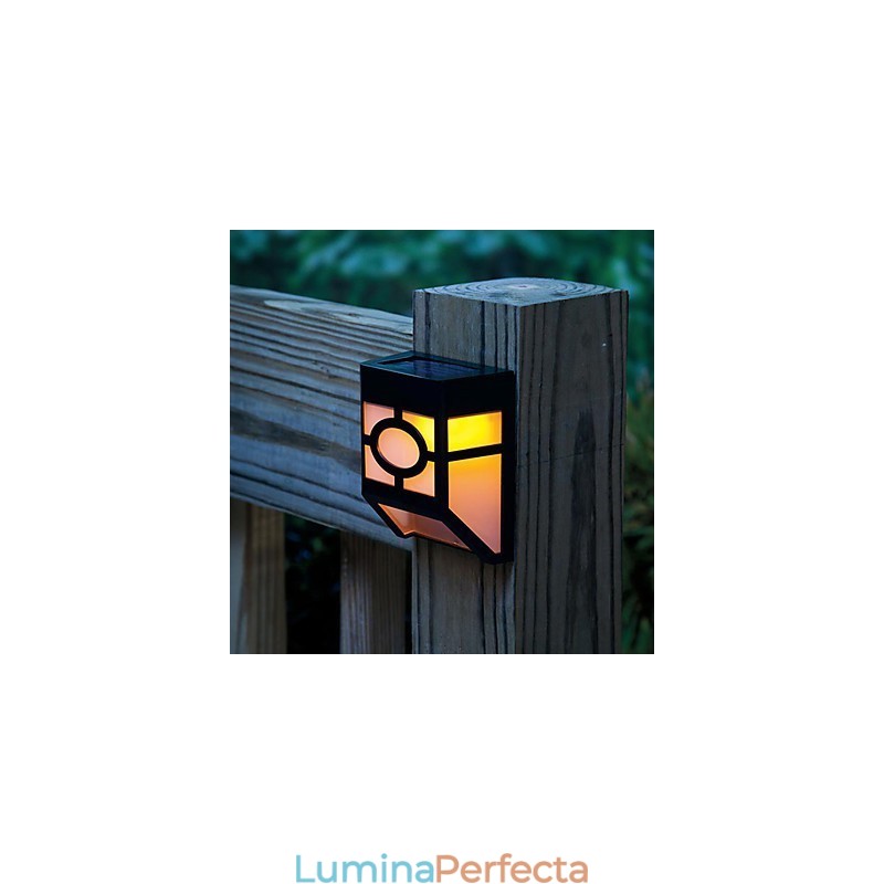 Lampă de perete cu 2 felinare, cu energie solară, galben cald