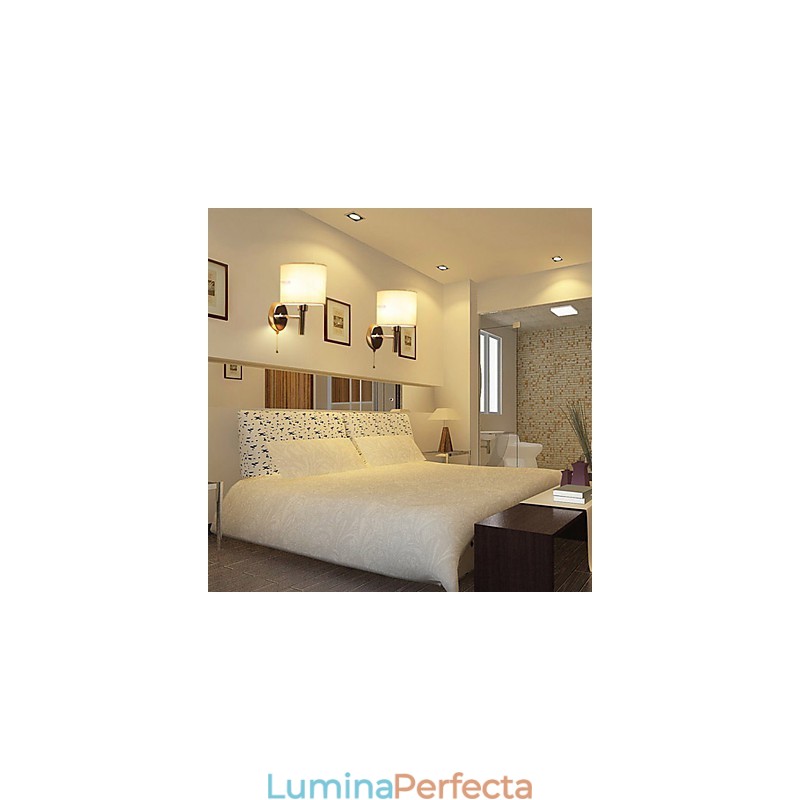 Aplică de perete elegantă din metal și material textil cu 1 lumină în funcție de cilindru alb