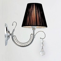 Aplică contemporană cu abajur din țesătură, stil candelabru, picătură de cristal