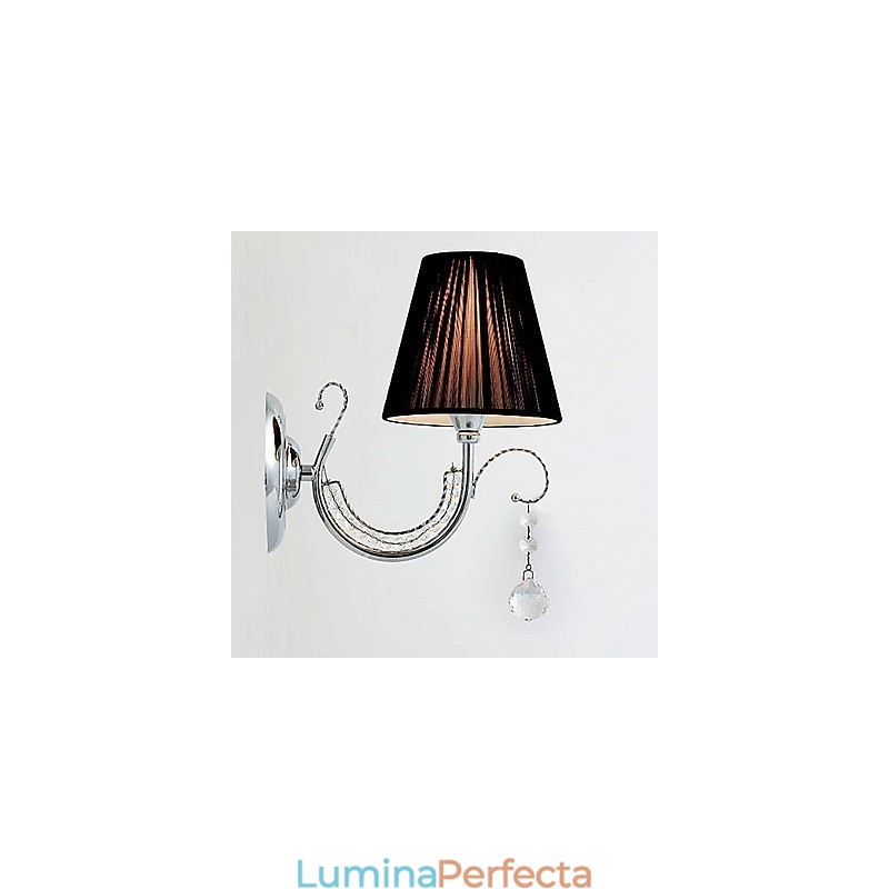 Aplică contemporană cu abajur din țesătură, stil candelabru, picătură de cristal