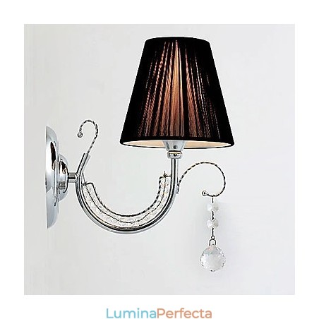 Aplică contemporană cu abajur din țesătură, stil candelabru, picătură de cristal Aplică contemporană cu abajur din țesătură, stil candelabru, picătură de cristal