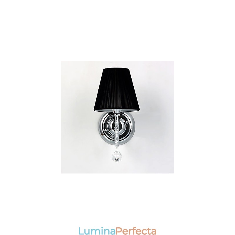 Aplică contemporană cu abajur din țesătură, stil candelabru, picătură de cristal