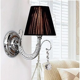 Aplică contemporană cu abajur din țesătură, stil candelabru, picătură de cristal