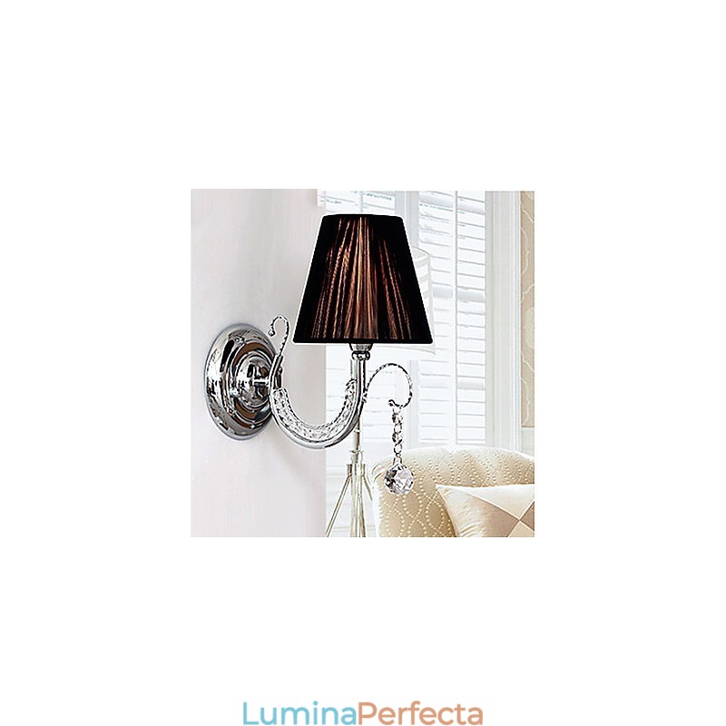 Aplică contemporană cu abajur din țesătură, stil candelabru, picătură de cristal