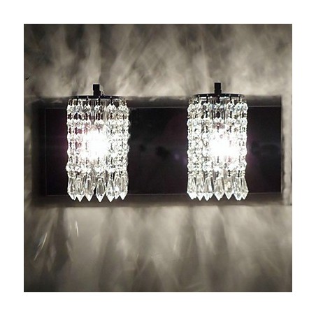 Aplică modernă cu pandantive din cristal și 2 lumini din crom lustruit Aplică modernă cu pandantive din cristal și 2 lumini din crom lustruit