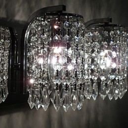 Aplică modernă cu pandantive din cristal și 2 lumini din crom lustruit
