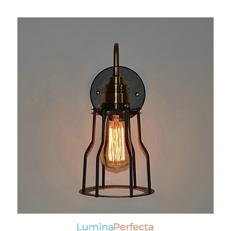 Aplică artistică minimalistă cu abajur din schelet din metal negru