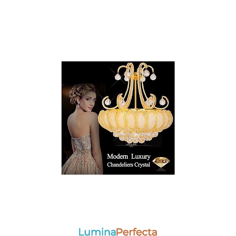 Candelabru de lux modern cu pandantiv din cristal cu diametrul de 50 cm contine 8 becuri