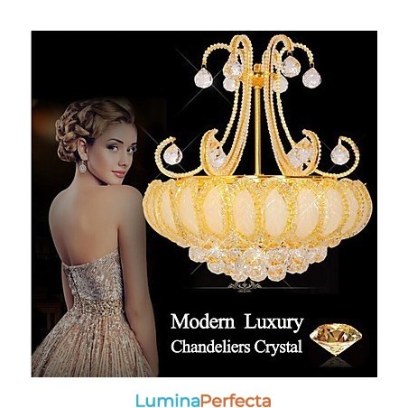 Candelabru de lux modern cu pandantiv din cristal cu diametrul de 50 cm contine 8 becuri