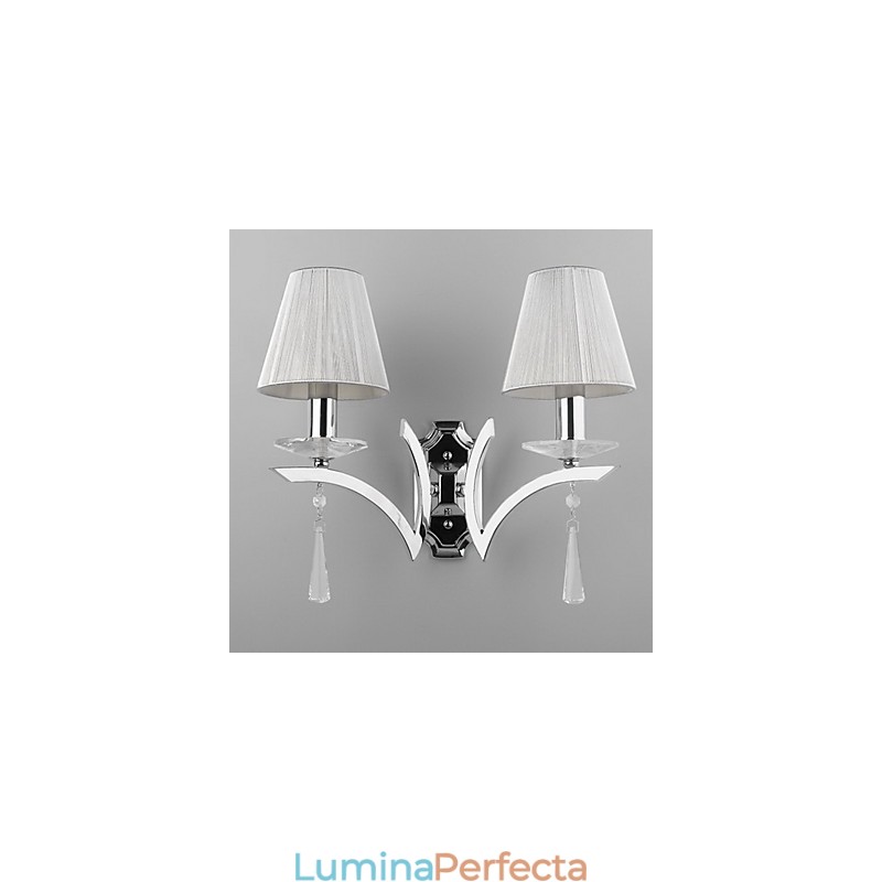 Aplică elegantă de perete cu 2 lumini decorate cu picături de cristal