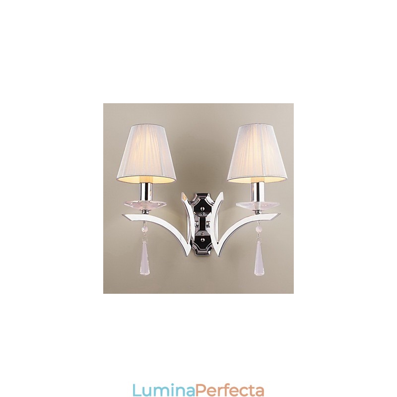 Aplică elegantă de perete cu 2 lumini decorate cu picături de cristal
