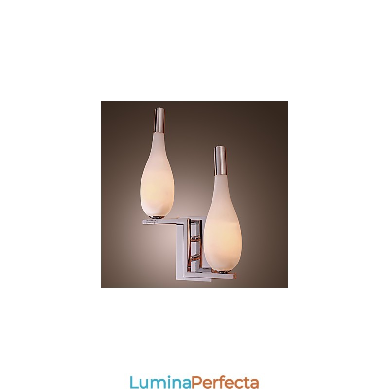Lampă de perete din cristal cu abajur în formă de sticlă cu 2 lumini