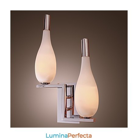 Lampă de perete din cristal cu abajur în formă de sticlă cu 2 lumini Lampă de perete din cristal cu abajur în formă de sticlă cu 2 lumini