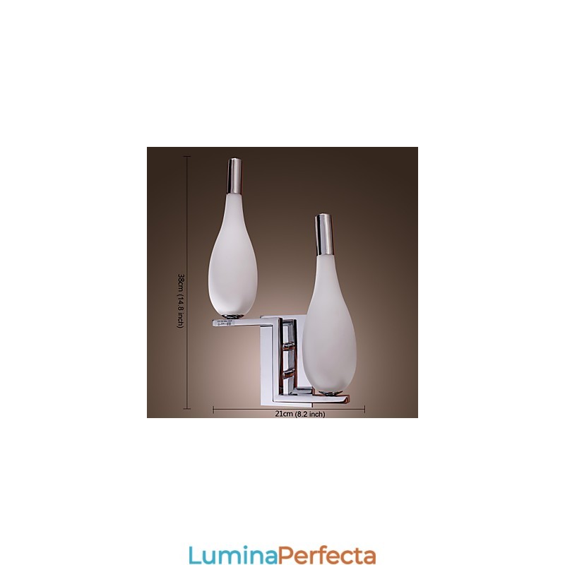 Lampă de perete din cristal cu abajur în formă de sticlă cu 2 lumini