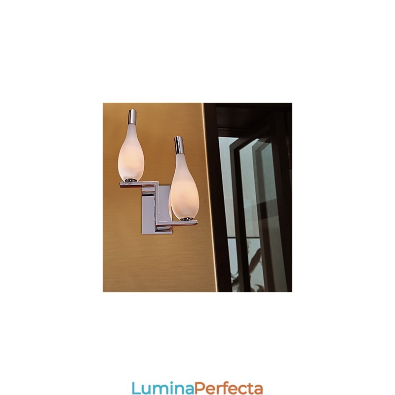 Lampă de perete din cristal cu abajur în formă de sticlă cu 2 lumini