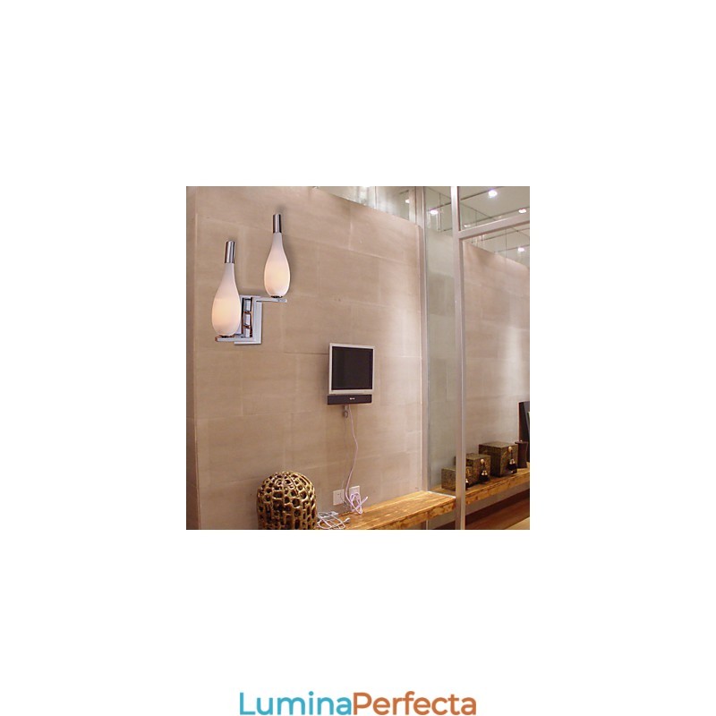 Lampă de perete din cristal cu abajur în formă de sticlă cu 2 lumini