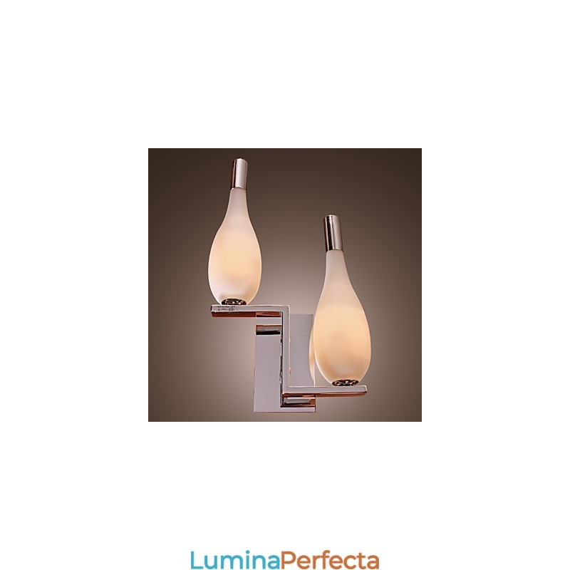 Lampă de perete din cristal cu abajur în formă de sticlă cu 2 lumini
