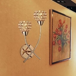 Aplic de perete auriu de cristal cu 2 lumini