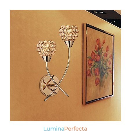 Aplic de perete auriu de cristal cu 2 lumini Aplic de perete auriu de cristal cu 2 lumini