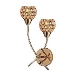 Aplic de perete auriu de cristal cu 2 lumini