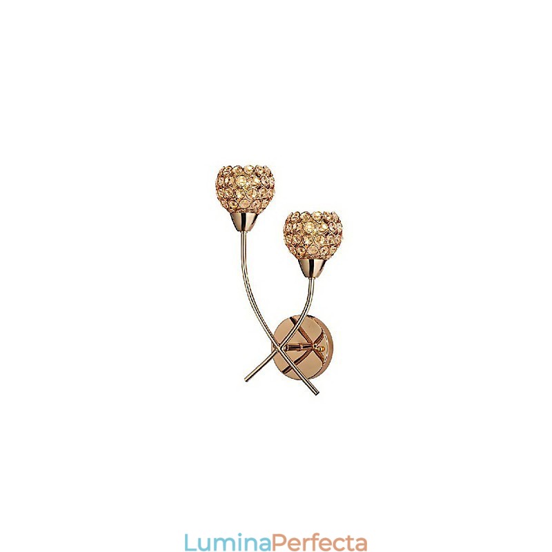Aplic de perete auriu de cristal cu 2 lumini