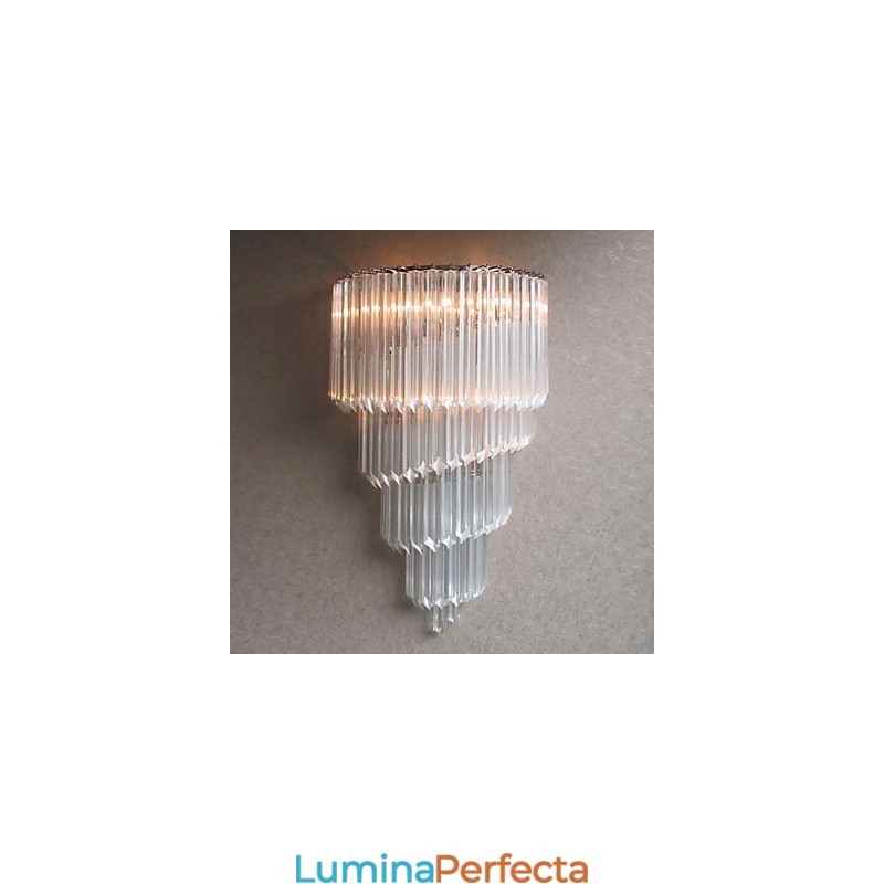 Aplică de perete cu finisaj cromat cu benzi de sticlă de cristal și 3 lumini