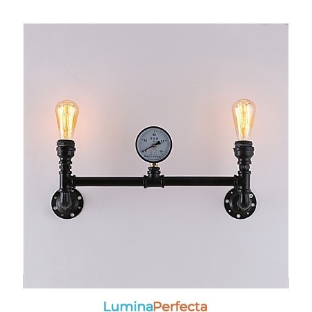 2 capete Applique industriale vintage cu țeavă Lumini creative negre Restaurant Cafe Bar Iluminat decor 2 capete Applique industriale vintage cu țeavă Lumini creative negre Restaurant Cafe Bar Iluminat decor
