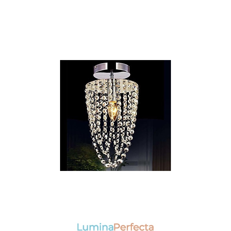 Candelabru din cristal transparent K9 cromat cu 1 lumină, cu 1 bec