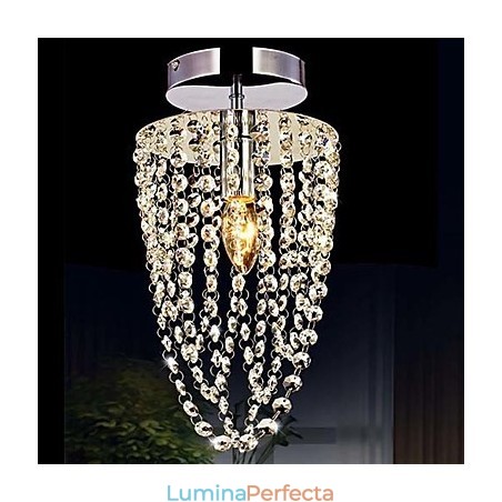 Candelabru din cristal transparent K9 cromat cu 1 lumină, cu 1 bec Candelabru din cristal transparent K9 cromat cu 1 lumină, cu 1 bec