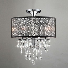 Candelabru cromat modern, contemporan, cu tambur, în stil mini