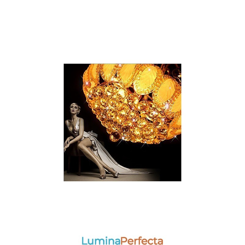 Candelabru de lux modern cu pandantiv din cristal cu diametrul de 50 cm contine 8 becuri