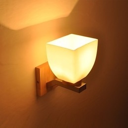 Lampă de perete simplă Lampă de birou de noptieră cu abajur din sticlă și lemn masiv pentru dormitor, comodă, sufragerie, cameră bebeluș, cămin colegiu, măsuță de cafea, bibliotecă